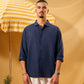 NAVY LINEN BOXY SHIRT