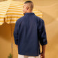 NAVY LINEN BOXY SHIRT