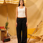 BLACK WOMEN'S RIBBON TIE FORMAL PANTS
