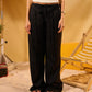 BLACK WOMEN'S RIBBON TIE FORMAL PANTS