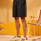 BLACK RELAXED LINEN SHORTS