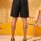 BLACK RELAXED LINEN SHORTS