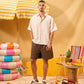 BROWN RELAXED LINEN SHORTS