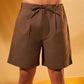 BROWN RELAXED LINEN SHORTS