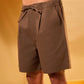 BROWN RELAXED LINEN SHORTS