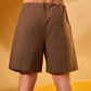 BROWN RELAXED LINEN SHORTS