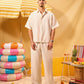 BEIGE LINEN BLEND PANTS