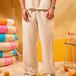 BEIGE LINEN BLEND PANTS