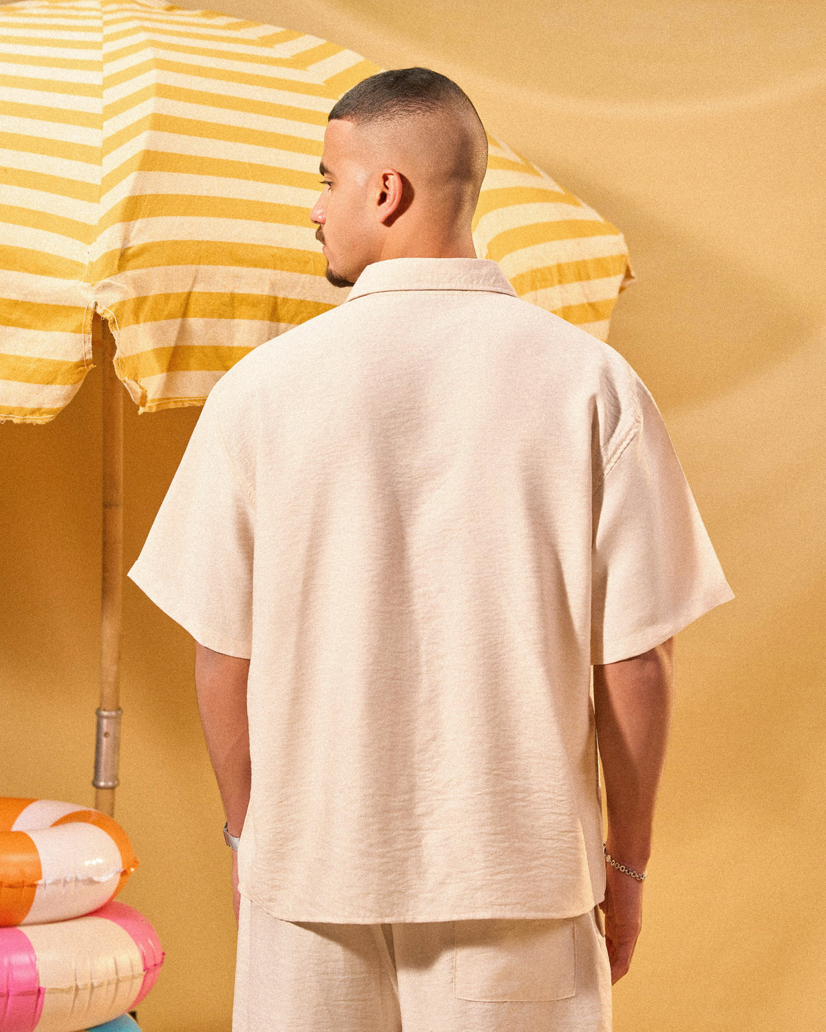 BEIGE LINEN BLEND SHIRT