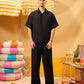 BLACK LINEN BLEND PANTS