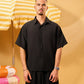 BLACK LINEN BLEND SHIRT