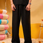 BLACK LINEN BLEND PANTS
