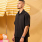 BLACK LINEN BLEND SHIRT