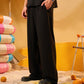 BLACK LINEN BLEND PANTS