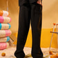 BLACK LINEN BLEND PANTS