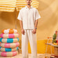 OFF-WHITE LINEN BLEND PANTS