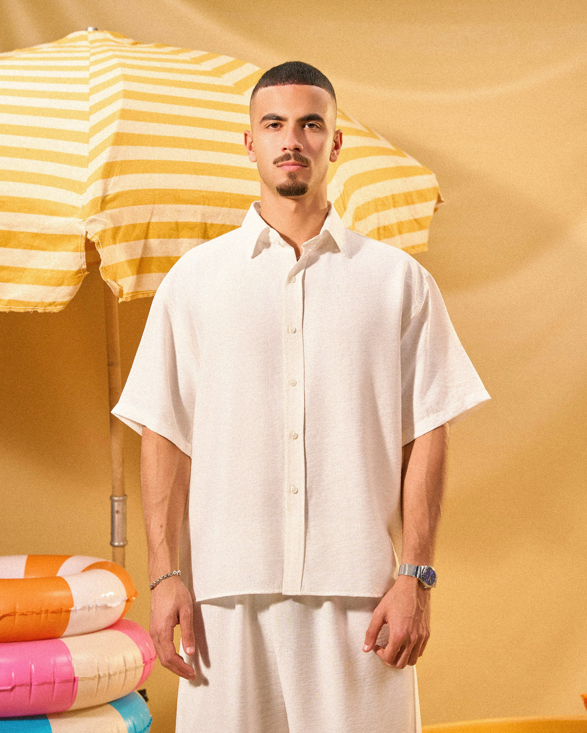 OFF-WHITE LINEN BLEND SHIRT