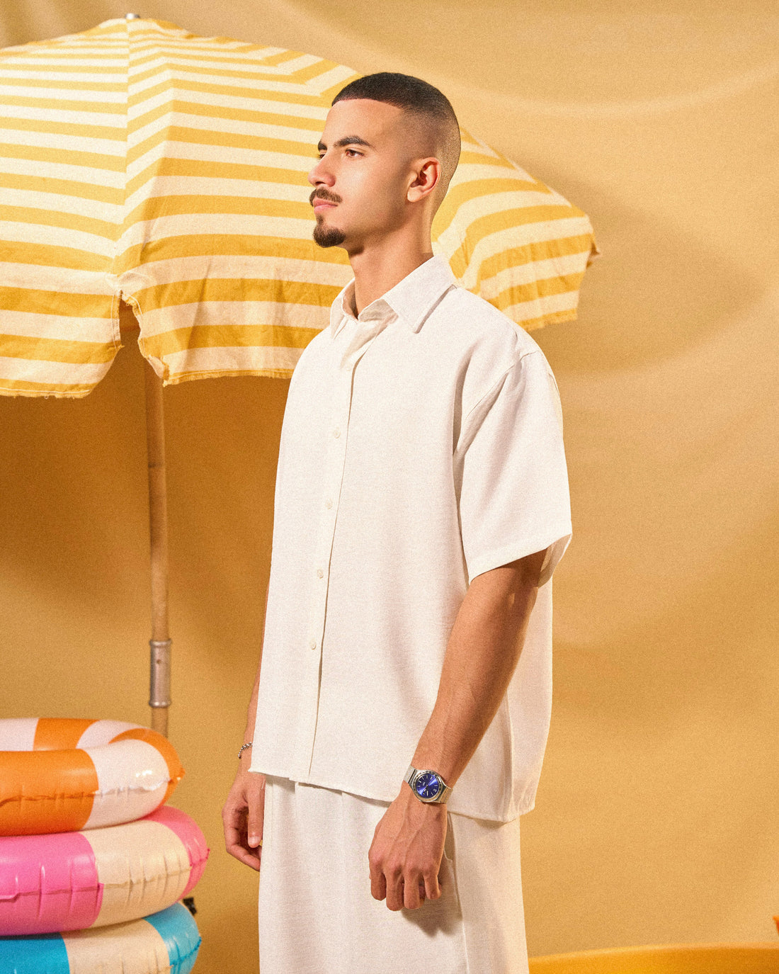 OFF-WHITE LINEN BLEND SHIRT