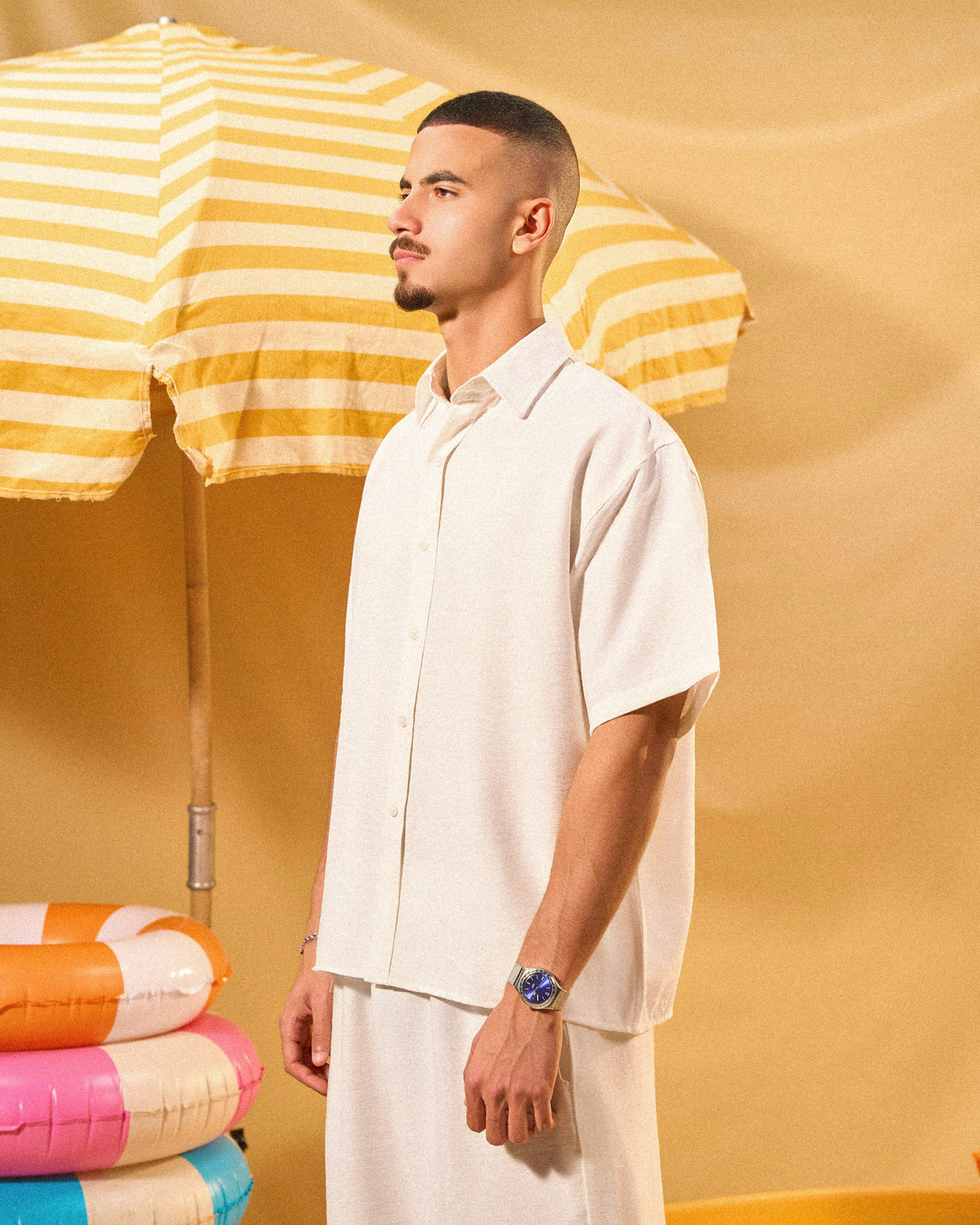 OFF-WHITE LINEN BLEND SHIRT