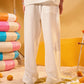 OFF-WHITE LINEN BLEND PANTS
