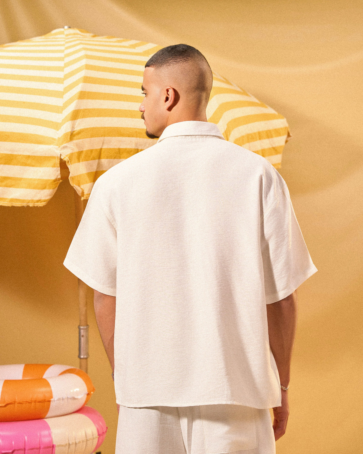 OFF-WHITE LINEN BLEND SHIRT