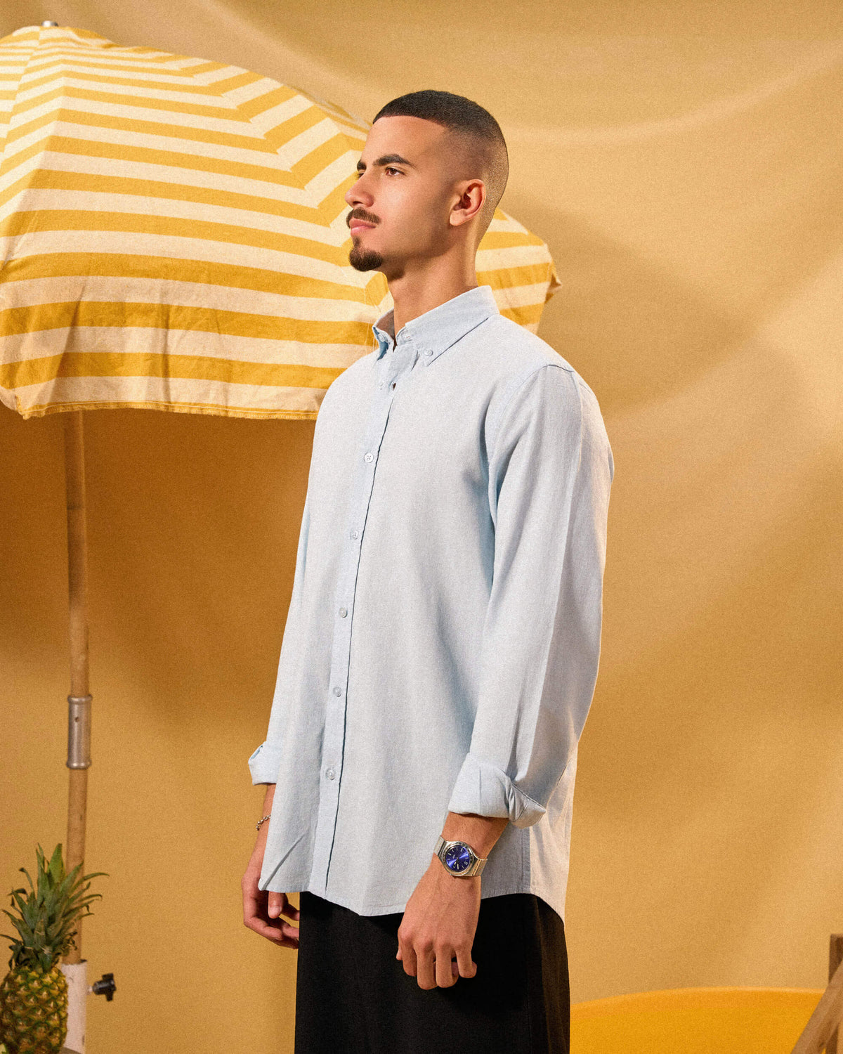 SKY-BLUE LINEN SHIRT