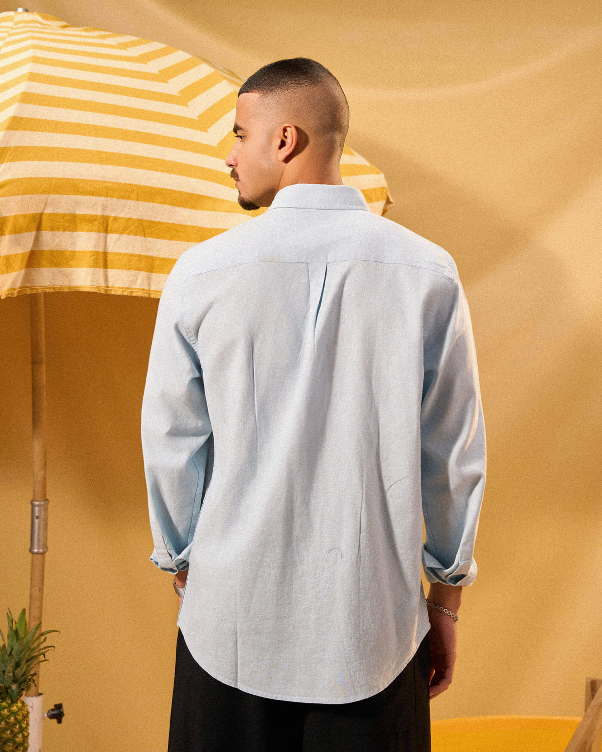 SKY-BLUE LINEN SHIRT