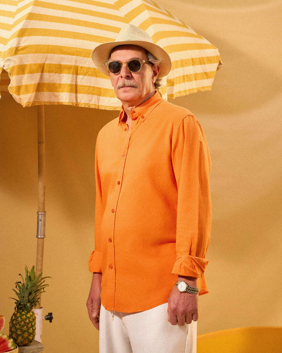 ORANGE LINEN SHIRT