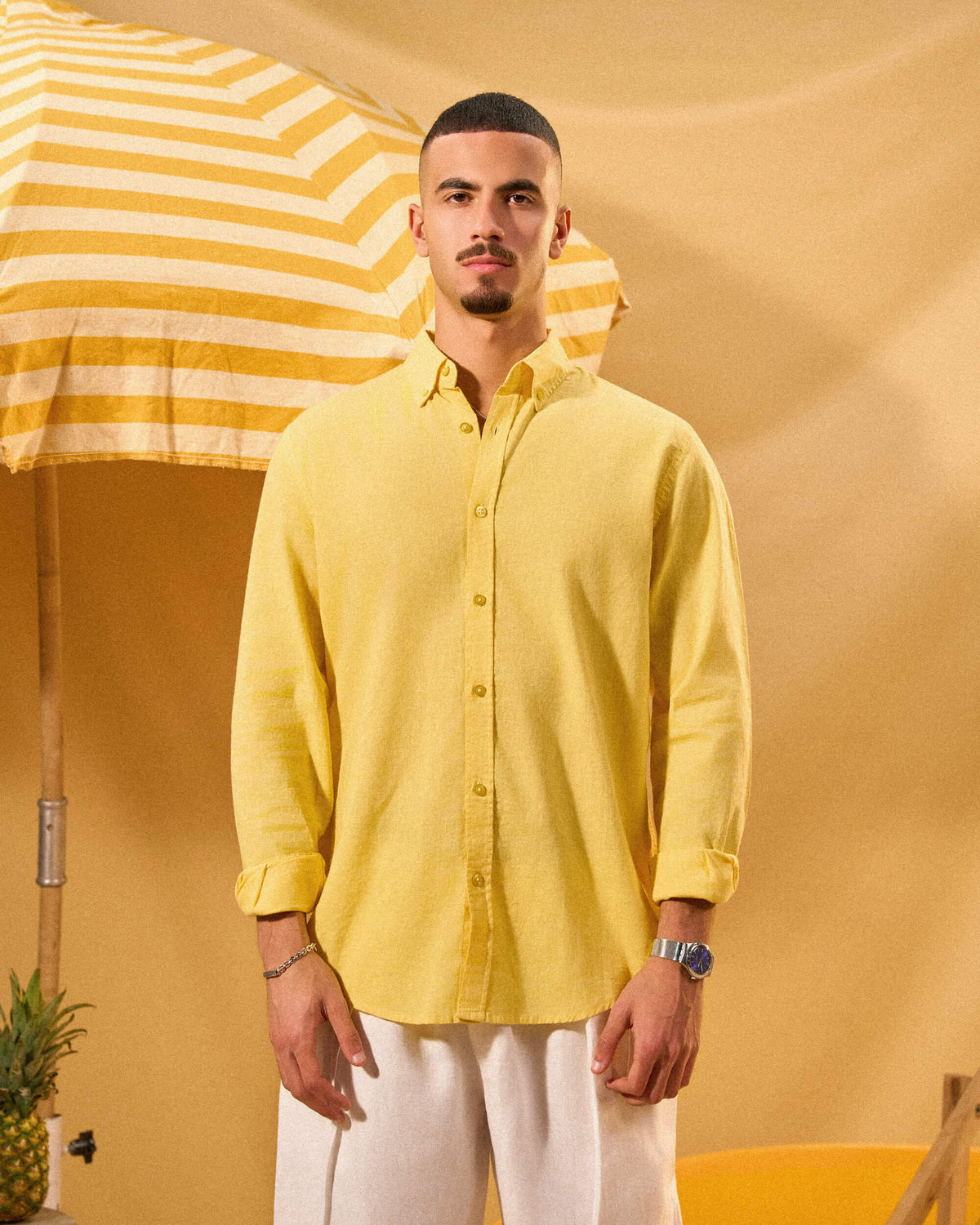 LIGHT YELLOW LINEN SHIRT