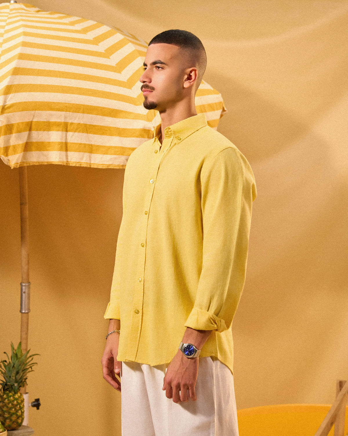 LIGHT YELLOW LINEN SHIRT