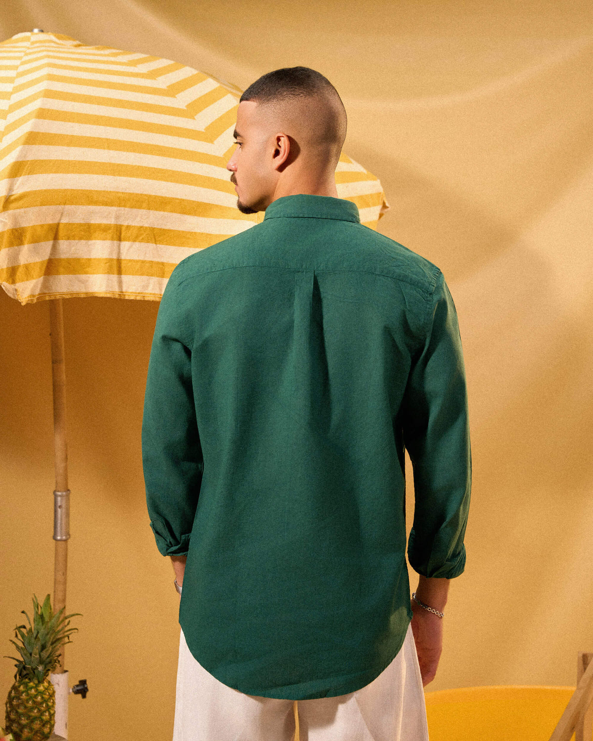 DARK GREEN LINEN SHIRT