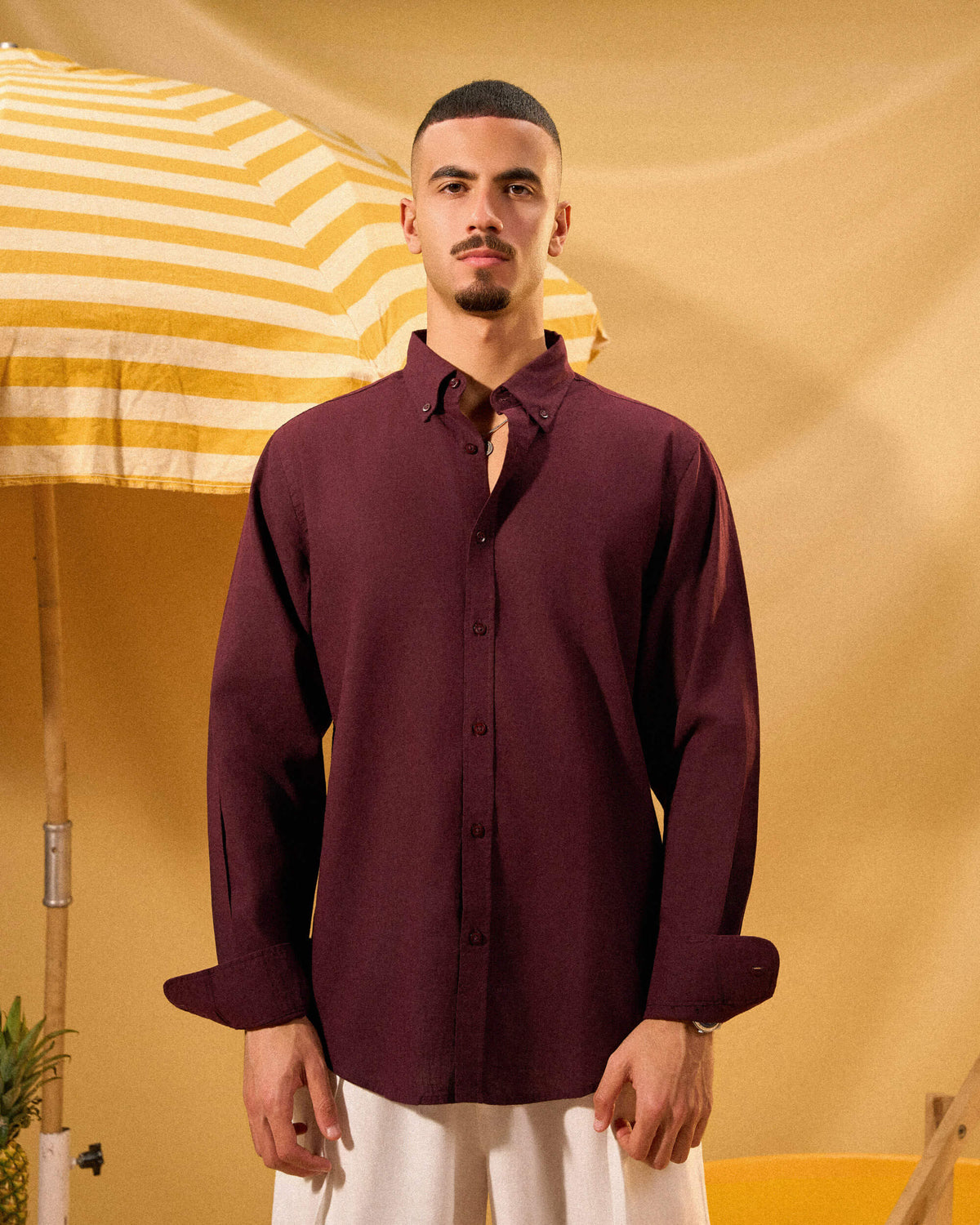 BURGUNDY LINEN SHIRT