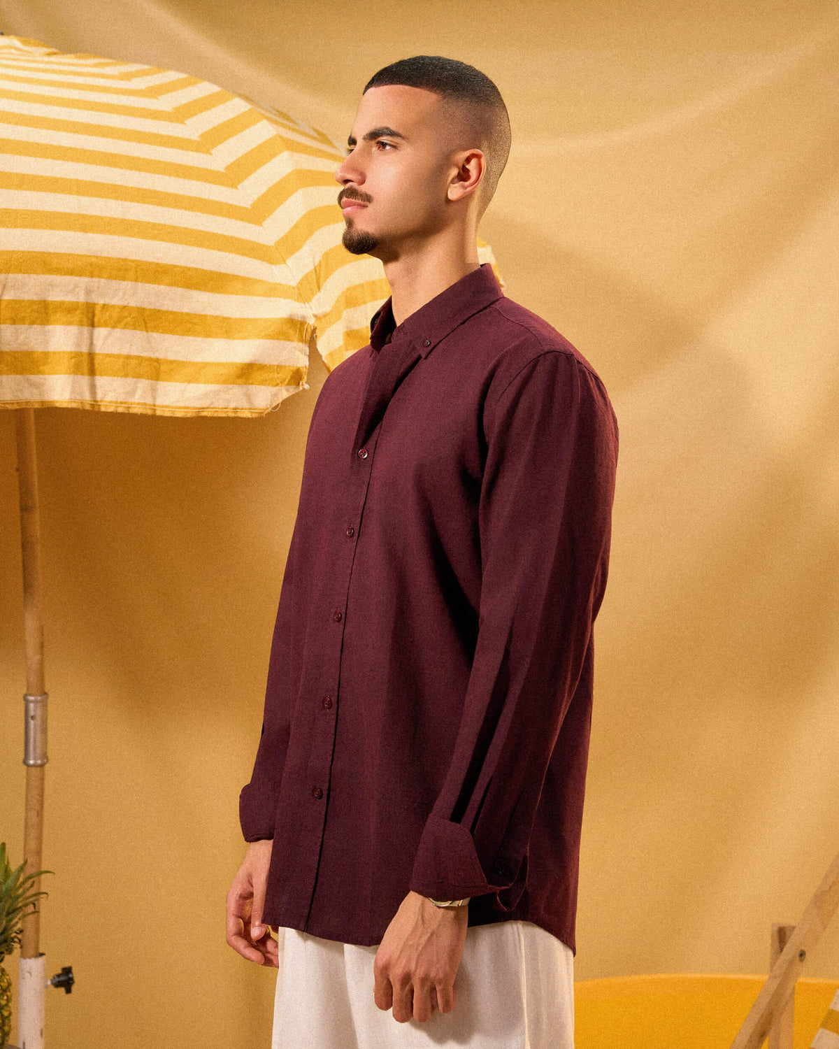 BURGUNDY LINEN SHIRT