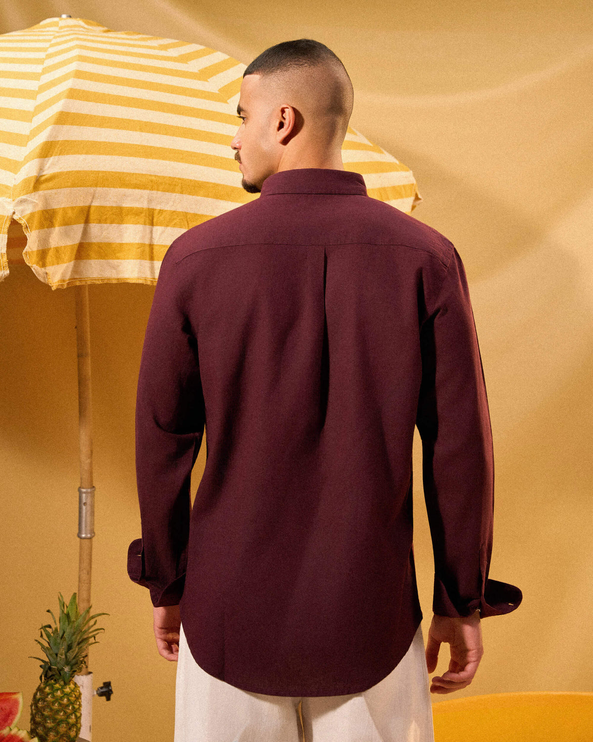 BURGUNDY LINEN SHIRT