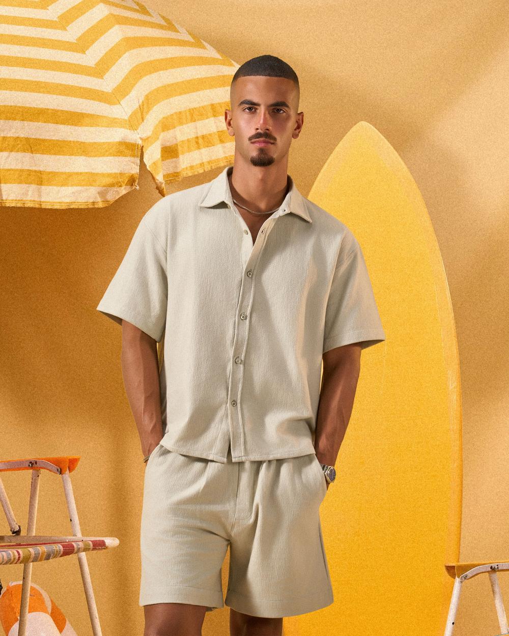 MINT GREEN TEXTURED OVERSHIRT