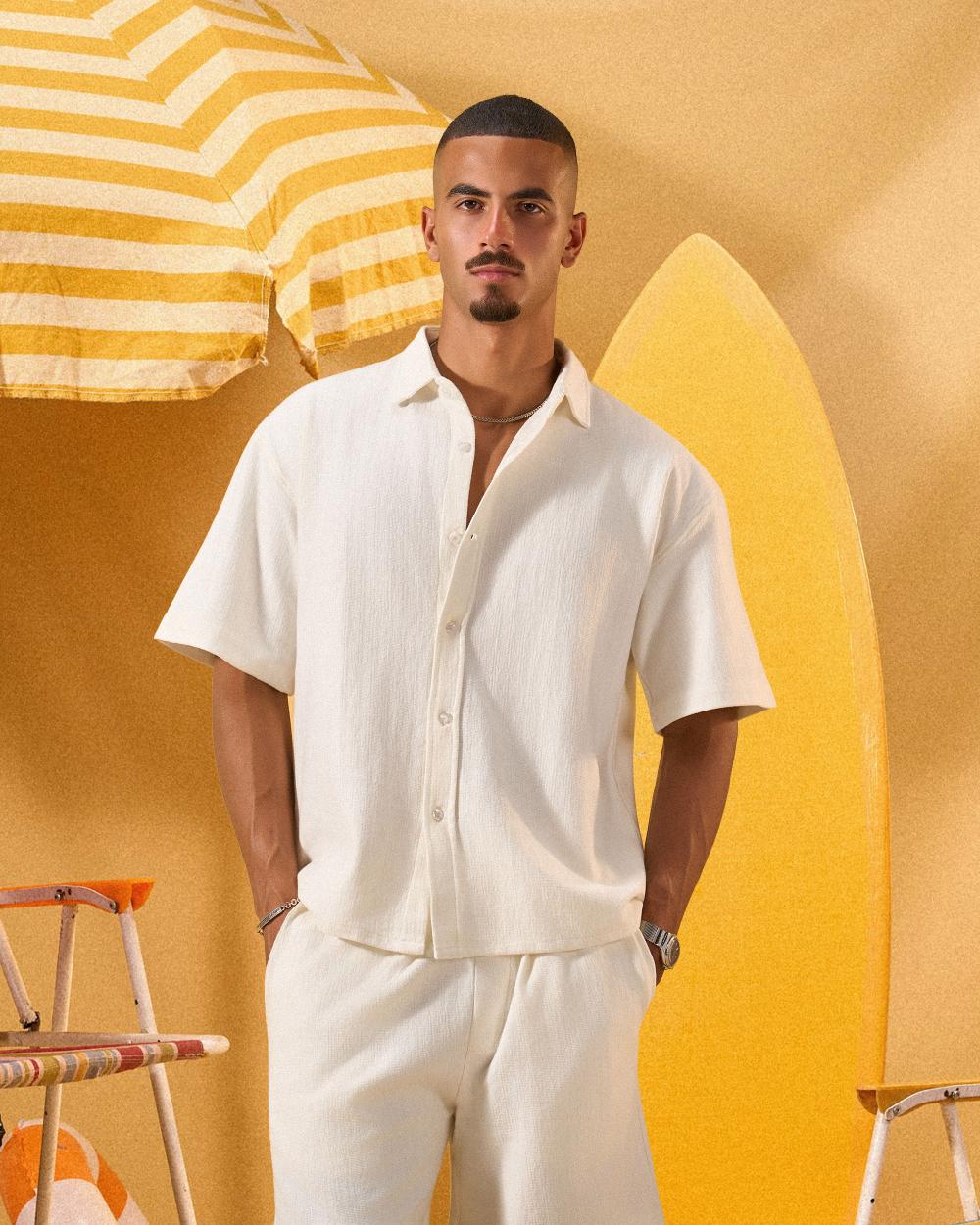 OFF WHITE TEXTURED OVERSHIRT