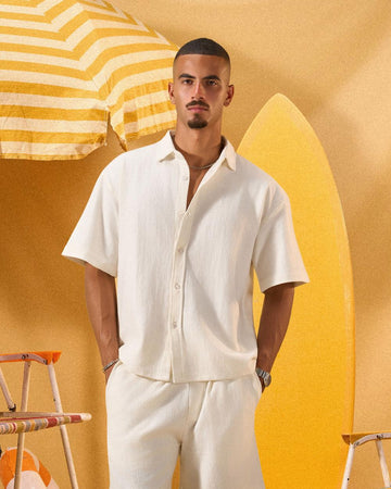 OFF WHITE TEXTURED OVERSHIRT