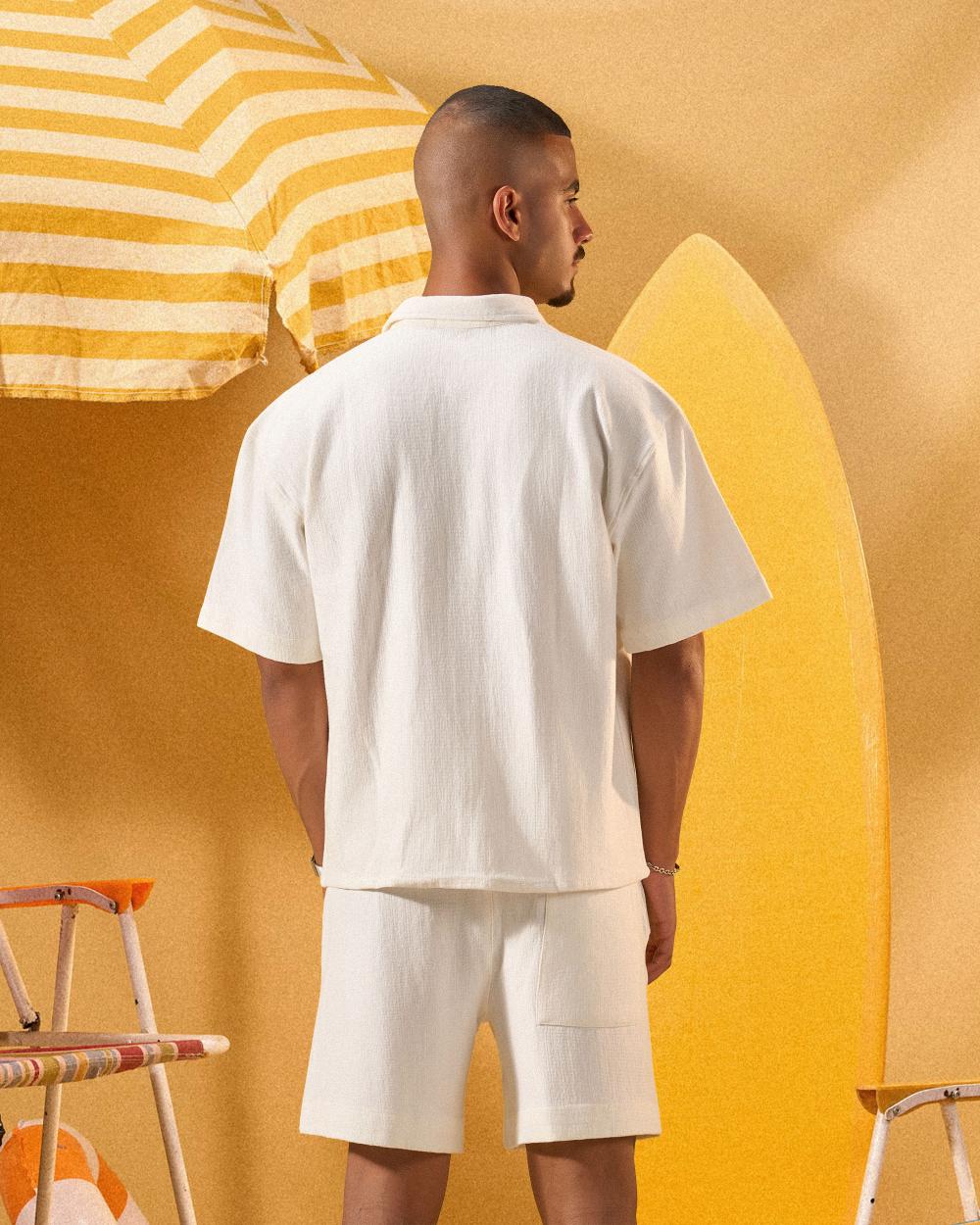 OFF WHITE TEXTURED OVERSHIRT