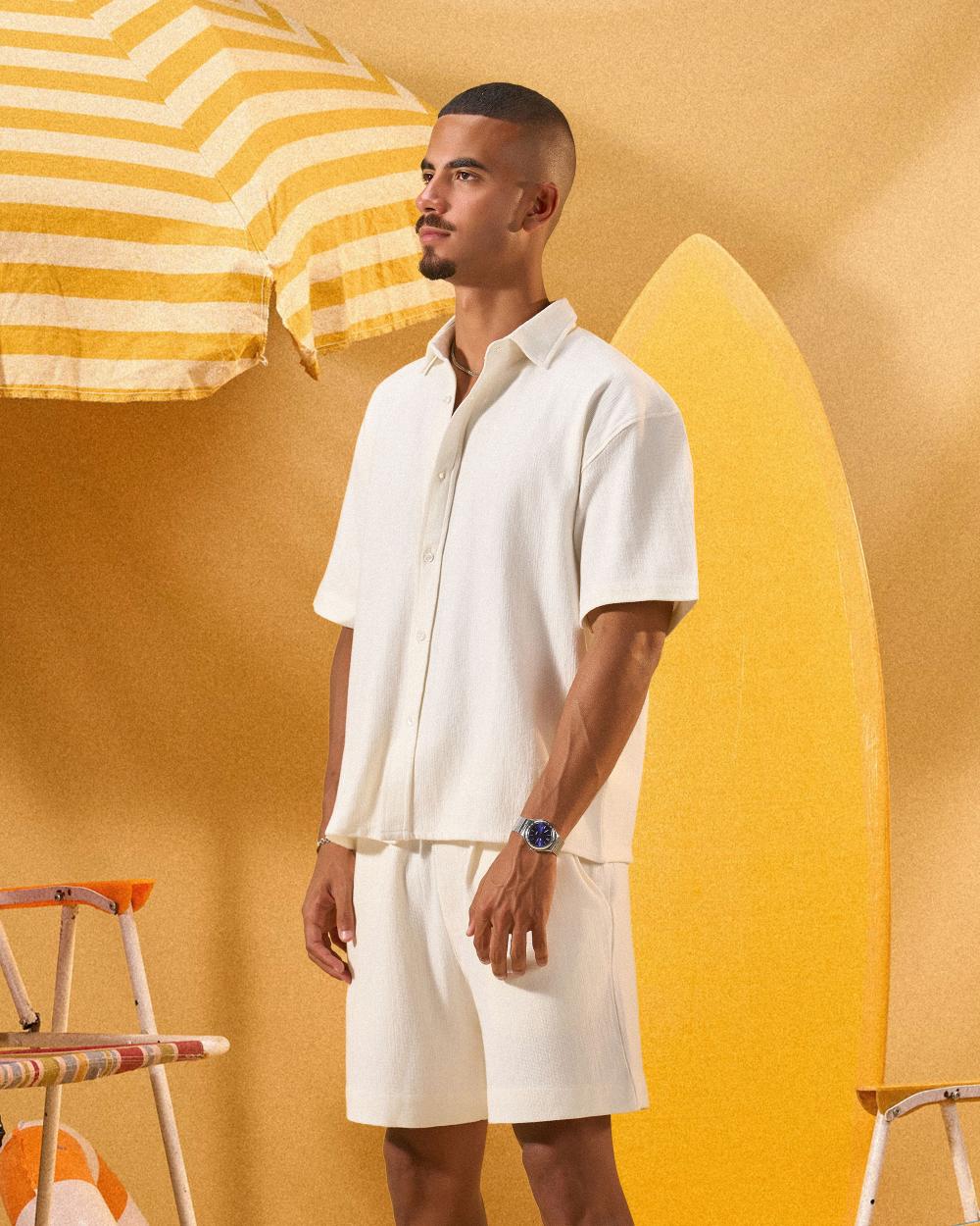 OFF WHITE TEXTURED OVERSHIRT