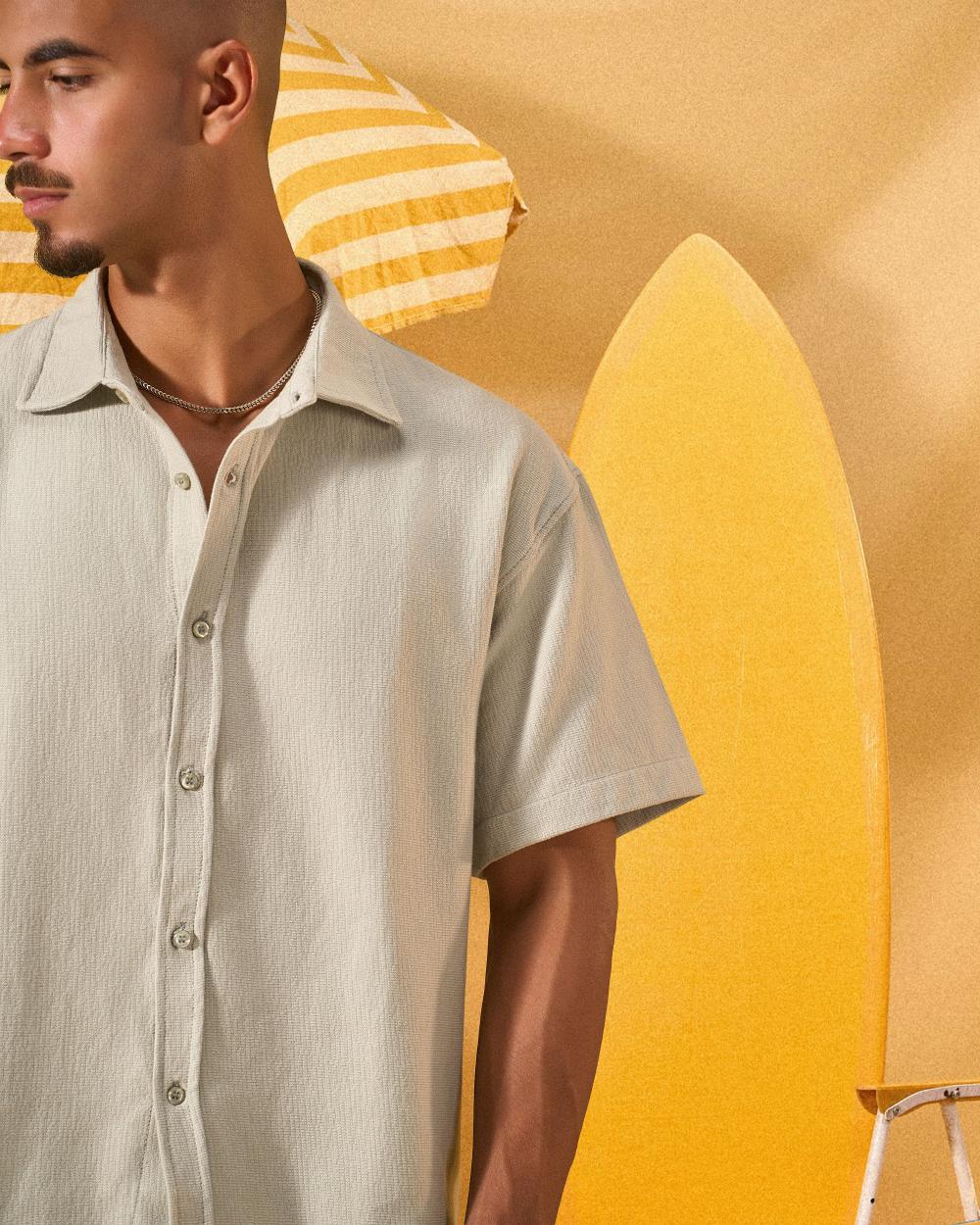 MINT GREEN TEXTURED OVERSHIRT