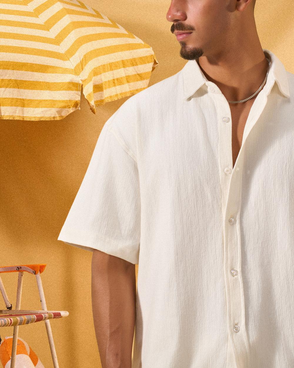 OFF WHITE TEXTURED OVERSHIRT