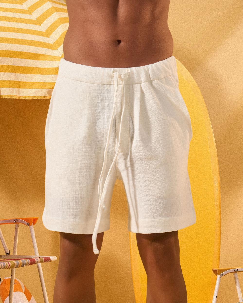 OFF WHITE TEXTURED SHORTS