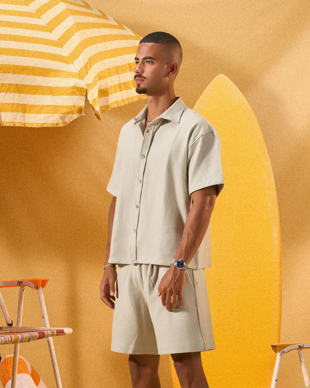 MINT GREEN TEXTURED OVERSHIRT