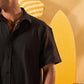 BLACK TEXTURED OVERSHIRT