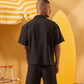 BLACK TEXTURED OVERSHIRT