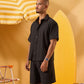 BLACK TEXTURED OVERSHIRT