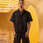 BLACK TEXTURED OVERSHIRT