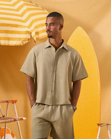 MINT GREEN SOFT TEXTURE OVERSHIRT