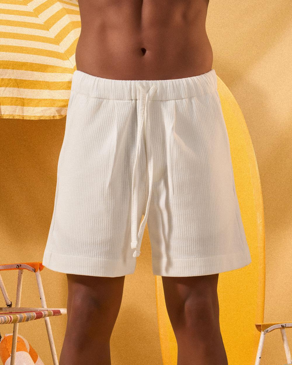 OFF WHITE SOFT TEXTURE SHORTS