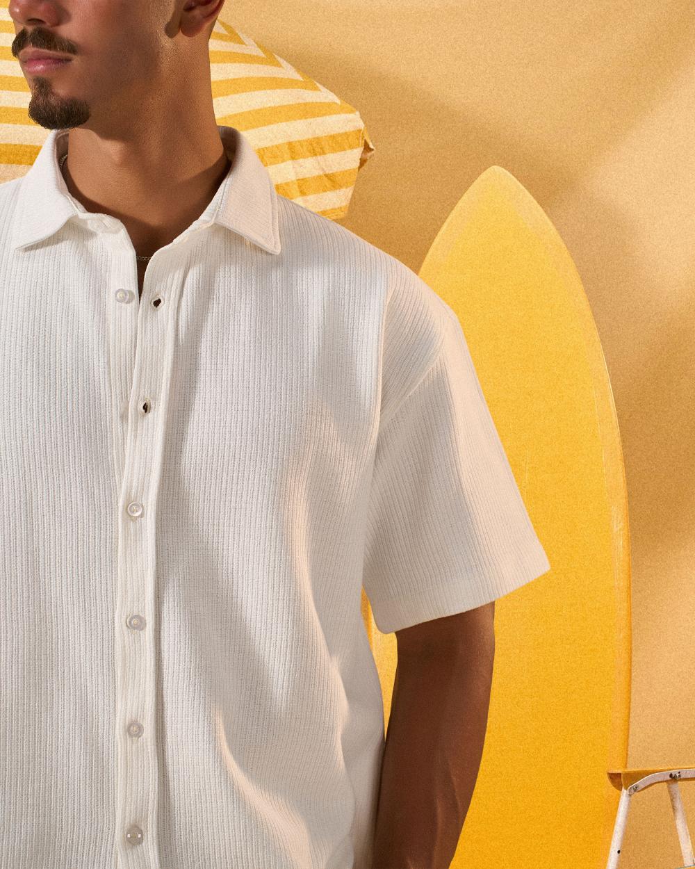 OFF WHITE SOFT TEXTURE OVERSHIRT